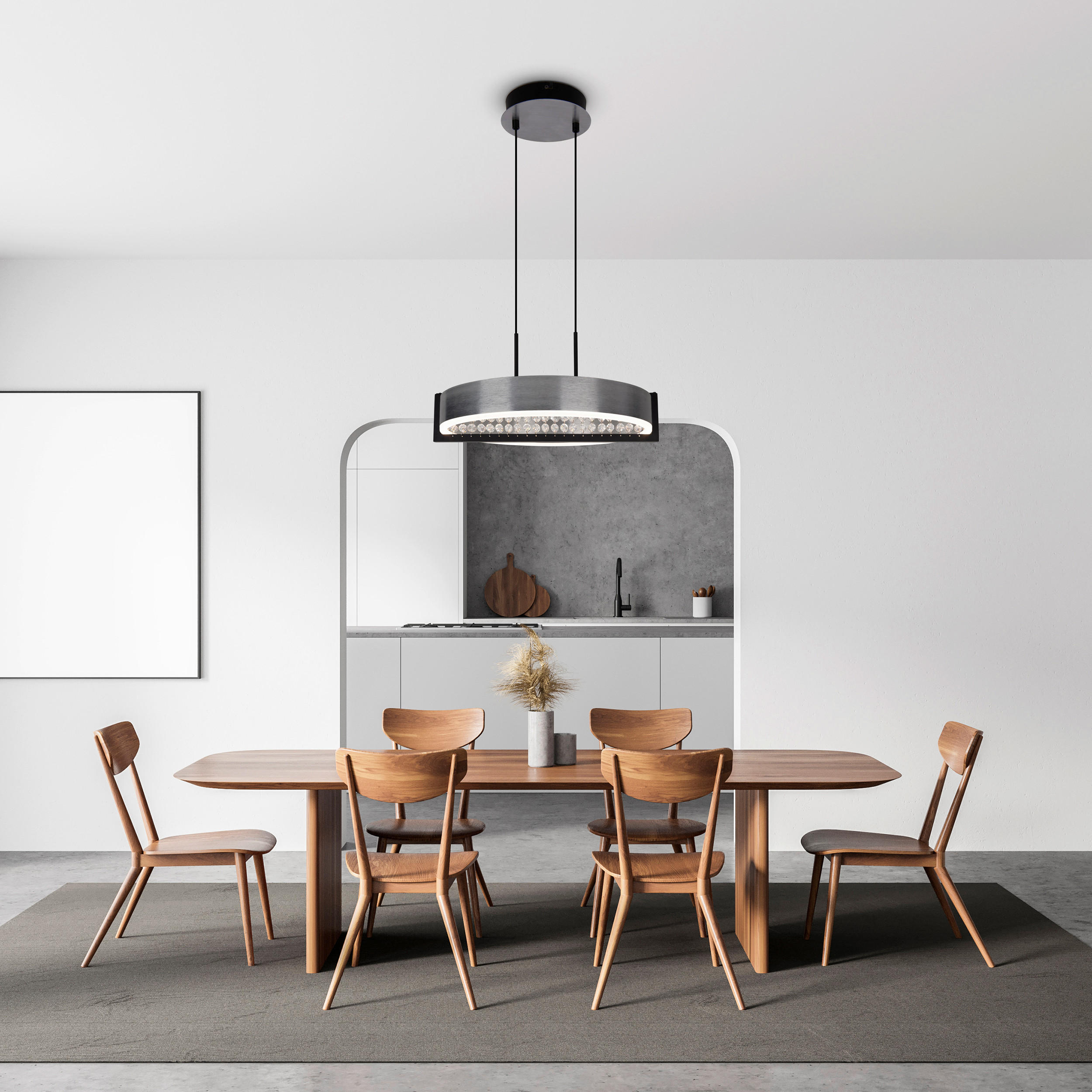 LED-PENDELLEUCHTE YVARIS 53,2/50/120 cm   - Chromfarben/Schwarz, Design, Kunststoff/Metall (53,2/50/120cm) - Näve