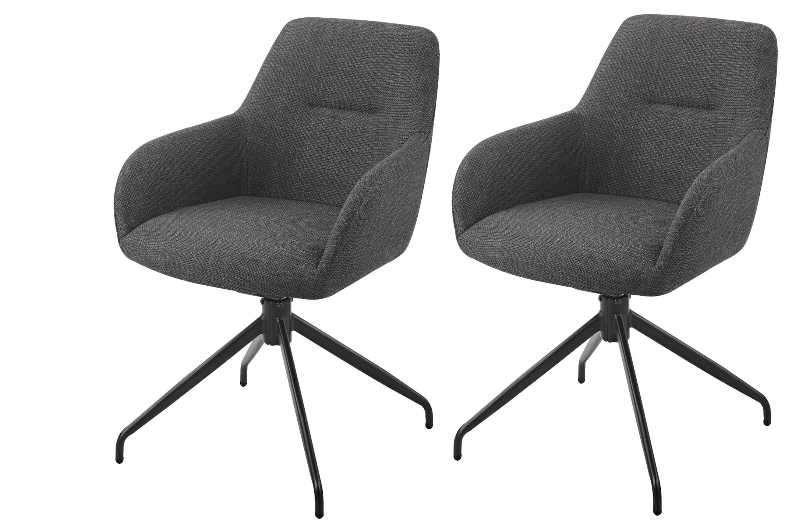 ARMLEHNSTUHL-SET 2 Stück  in Stahl Webstoff, Mikrofaser  - Anthrazit/Schwarz, MODERN, Textil/Metall (56/83/60cm) - MID.YOU