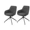 ARMLEHNSTUHL-SET 2 Stück  in Stahl Webstoff, Mikrofaser  - Anthrazit/Schwarz, MODERN, Textil/Metall (56/83/60cm) - MID.YOU