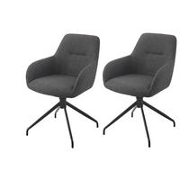 ARMLEHNSTUHL-SET 2 Stück  in Stahl Webstoff, Mikrofaser  - Anthrazit/Schwarz, MODERN, Textil/Metall (56/83/60cm) - MID.YOU