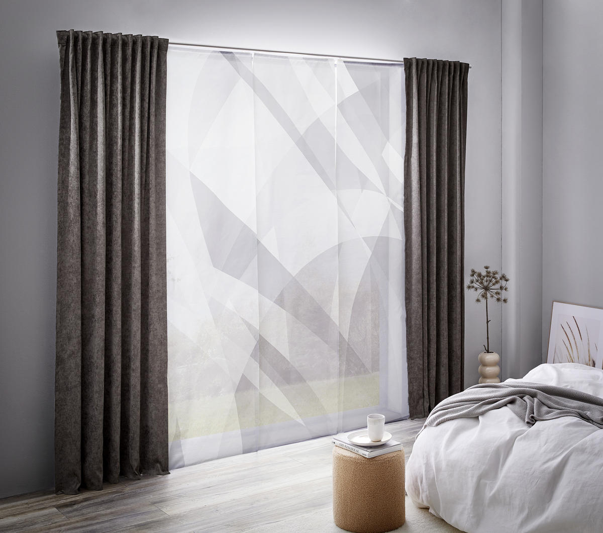 PANELGARDIN  - silver/antracit, Design, textil (60/245cm) - Novel