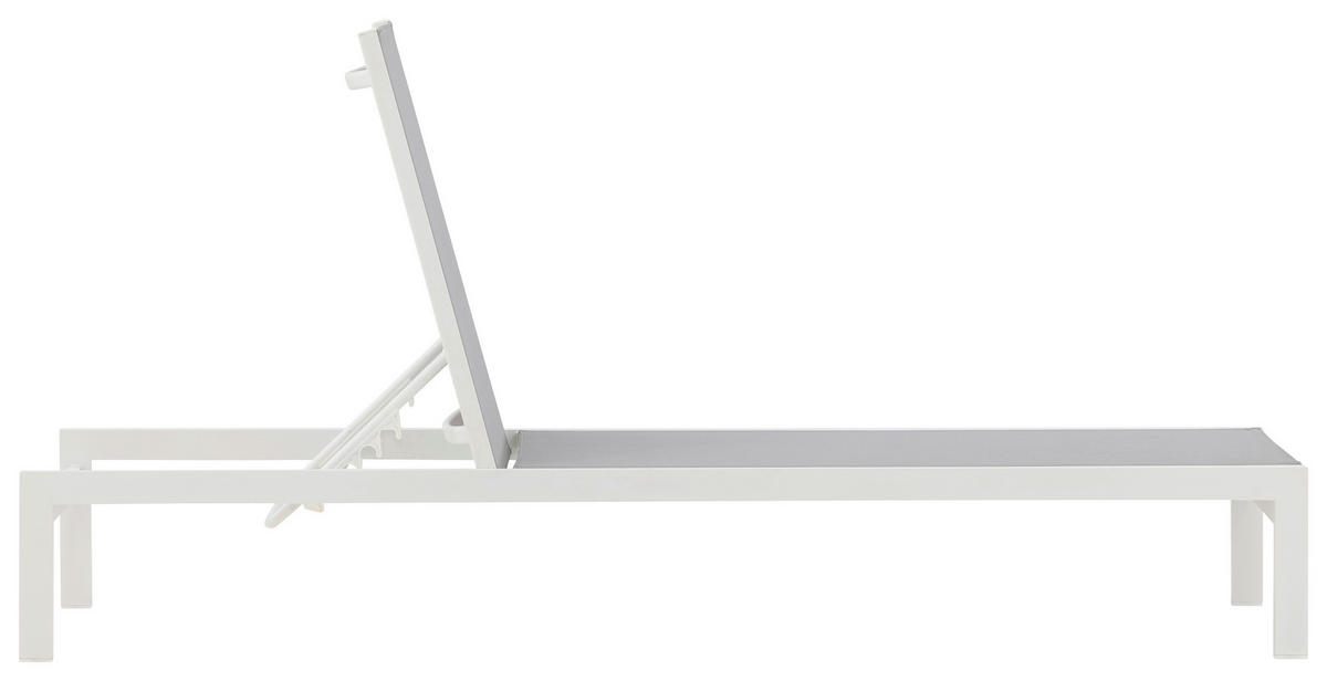 SONNENLIEGE 60/30/195 cm  - Weiß/Grau, KONVENTIONELL, Metall (60/30/195cm) - Gardenson