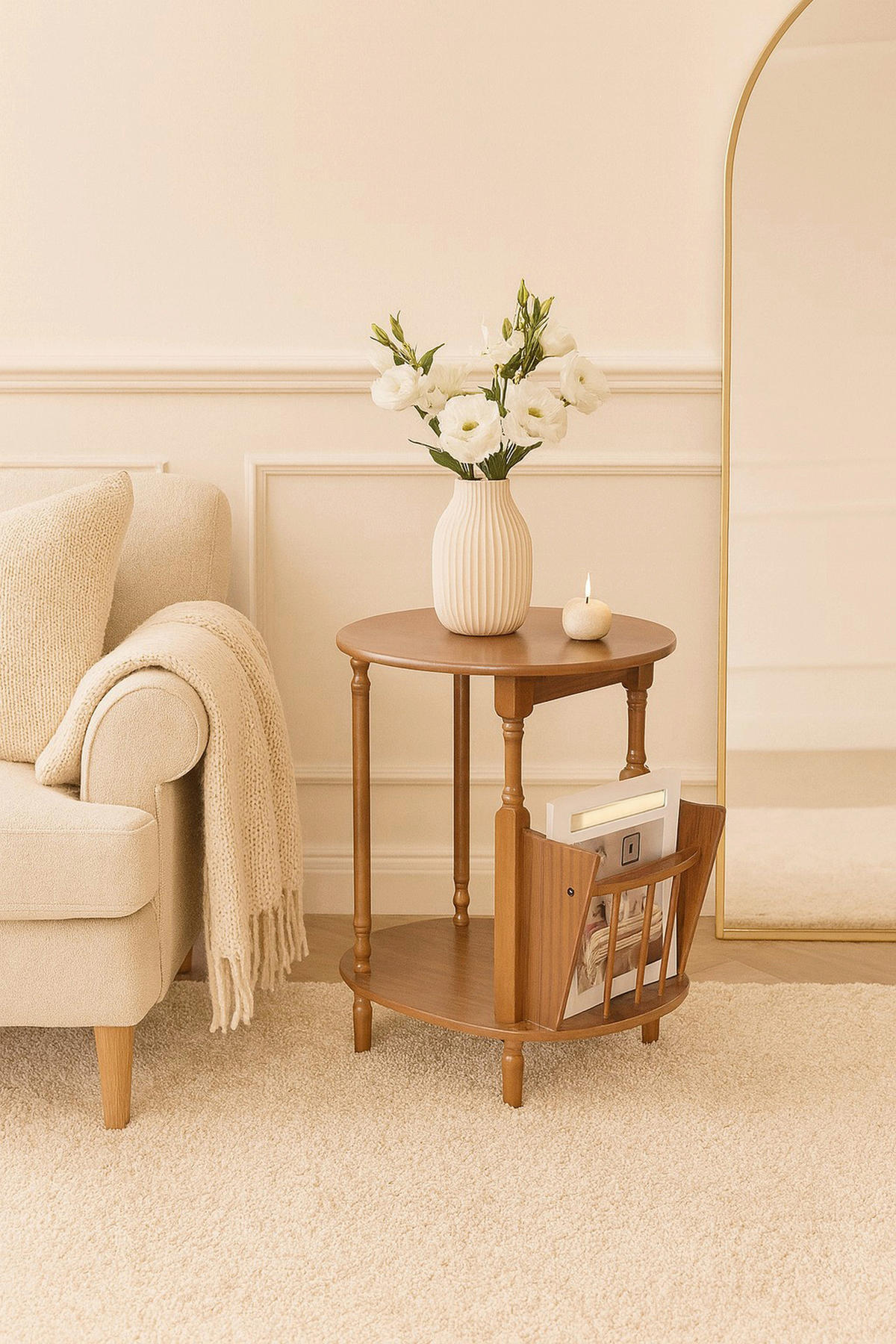 BEISTELLTISCH 38/48/56 cm Pinie massiv Nussbaumfarben  - Nussbaumfarben, KONVENTIONELL, Holz/Holzwerkstoff (38/48/56cm) - MID.YOU