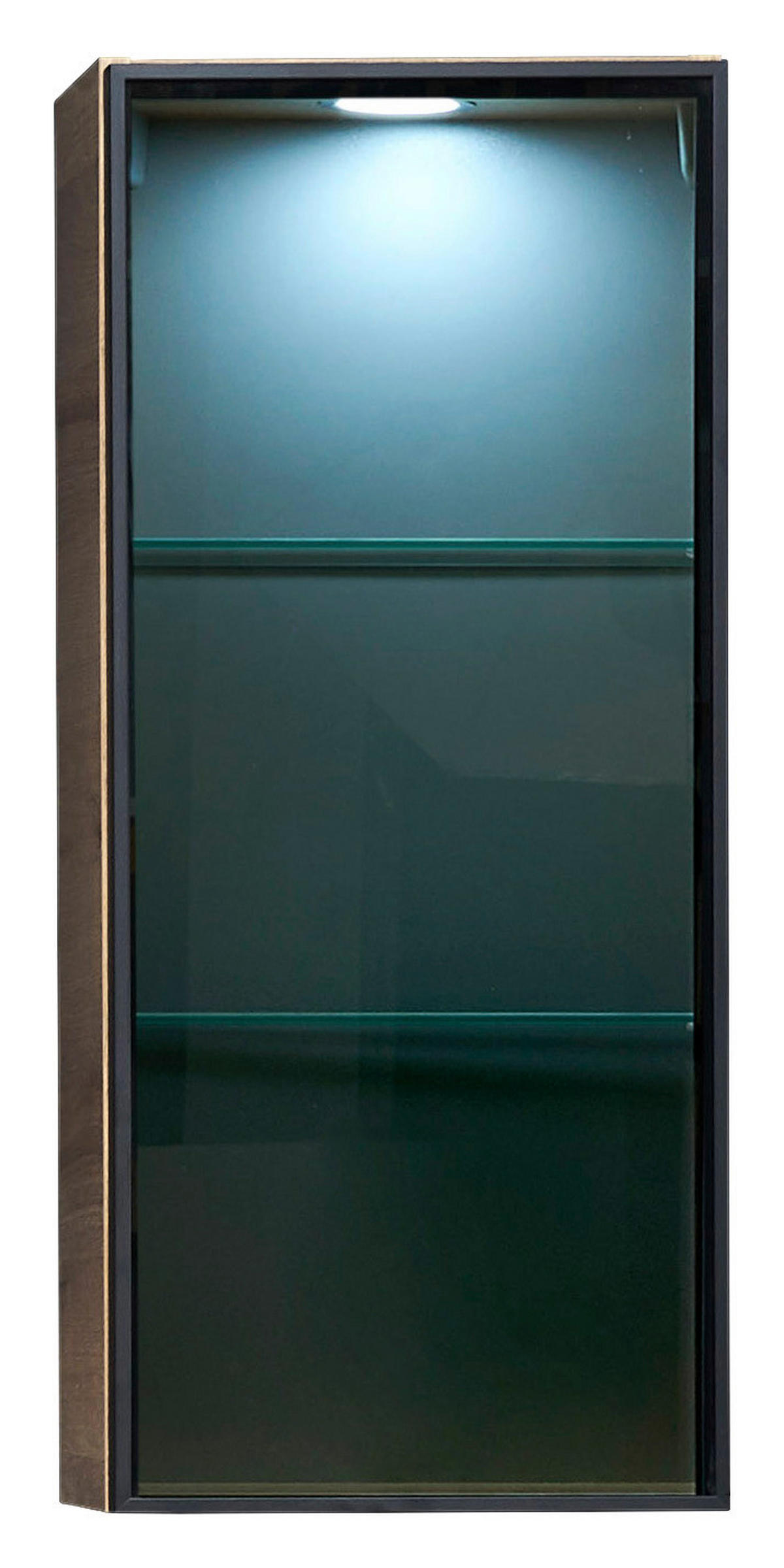 HÄNGESCHRANK 30/70/17 cm  - Eichefarben/Schwarz, KONVENTIONELL, Glas/Holzwerkstoff (30/70/17cm) - Sadena