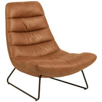 SESSEL in Lederlook (vegan) Cognac  - Cognac/Schwarz, Design, Textil/Metall (82,5/97/93cm) - Livetastic