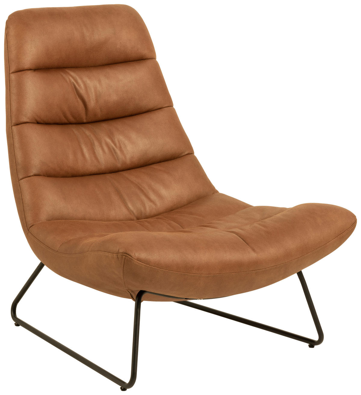 SESSEL in Lederlook (vegan) Cognac  - Cognac/Schwarz, Design, Textil/Metall (82,5/97/93cm) - Livetastic