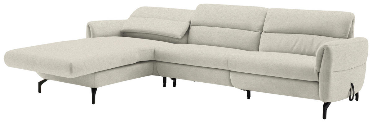 ECKSOFA Creme Chenille  - Creme/Schwarz, Design, Textil/Metall (187/299cm) - Schöner Wohnen