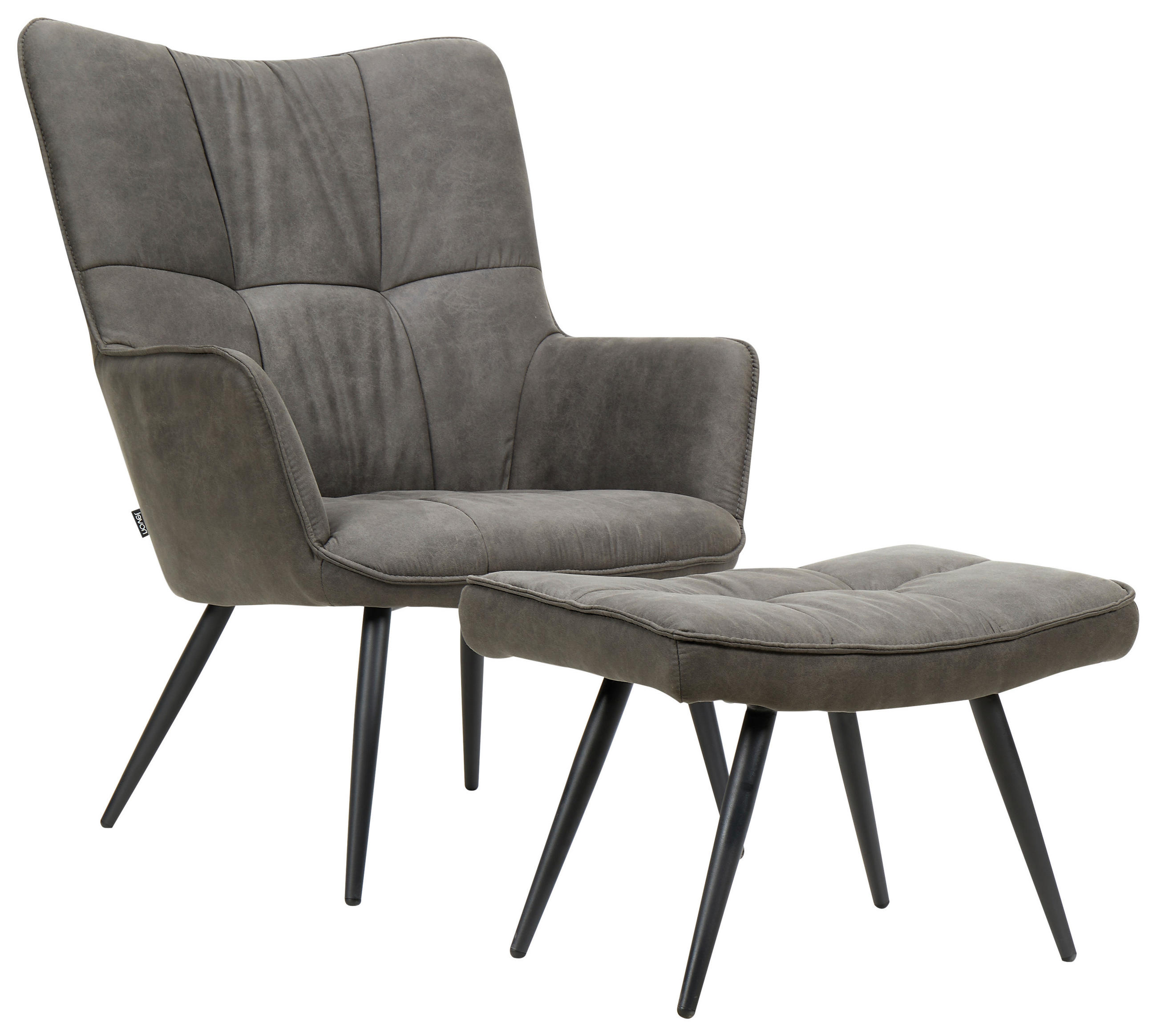 SESSELSET Mikrofaser - Dunkelgrau/Schwarz, Design, Textil/Metall (72/98/81cm) - Novel