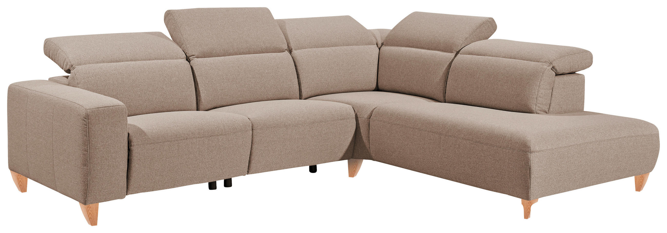 SEDEŽNA GARNITURA, sivorjava  - bukev v kolonialno rjavem odtenku/sivorjava, Design, tekstil/les (290/79-104/238cm) - Pure Home Lifestyle