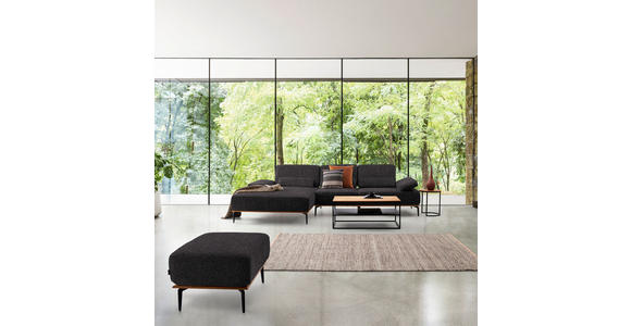 ECKSOFA in Flachgewebe Anthrazit  - Anthrazit/Schwarz, Natur, Holz/Textil (176/314cm) - Valnatura