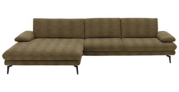 ECKSOFA in Chenille Grün  - Schwarz/Grün, Design, Textil/Metall (180/310cm) - Dieter Knoll