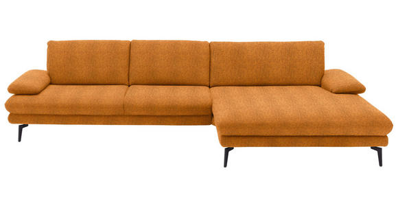 ECKSOFA in Chenille Orange  - Schwarz/Orange, Design, Textil/Metall (310/180cm) - Dieter Knoll