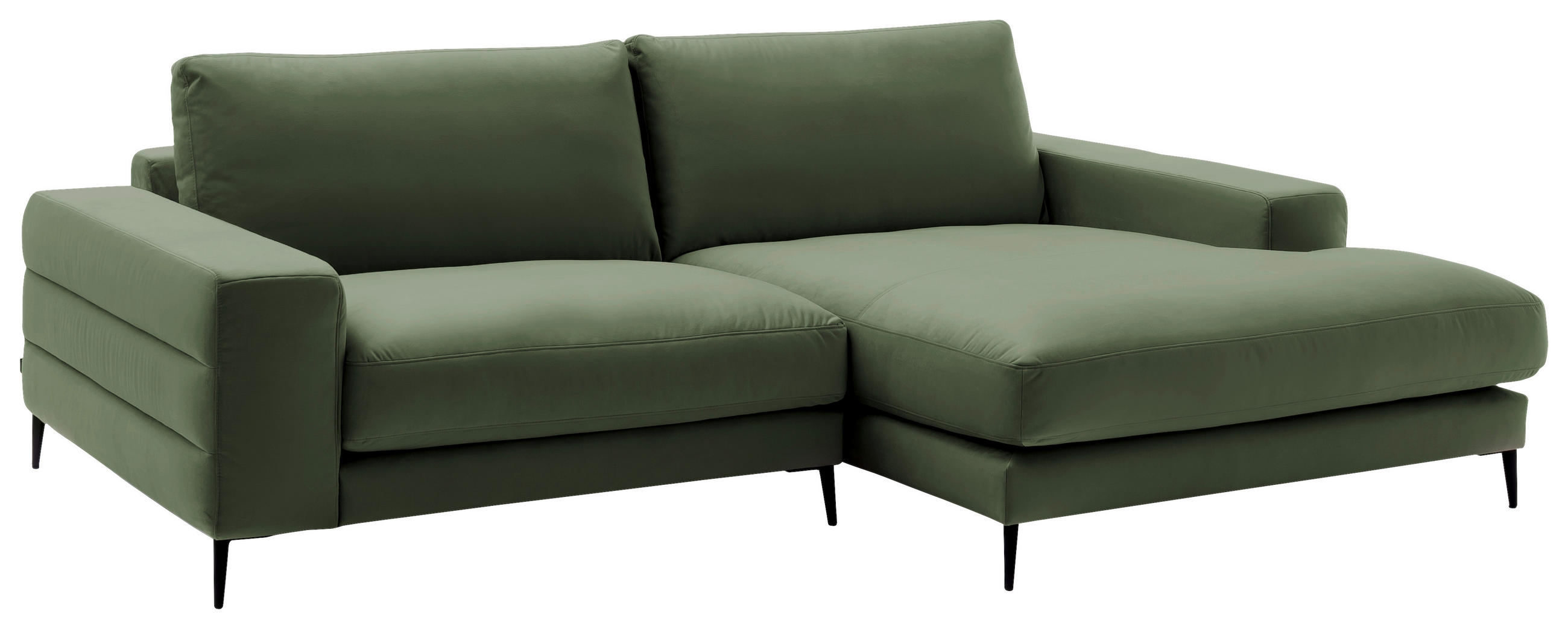 ECKSOFA in Velours Grün  - Schwarz/Grün, Design, Textil/Metall (253/177cm) - Dieter Knoll