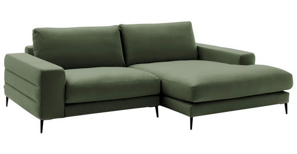 ECKSOFA in Velours Grün  253/177 cm  - Schwarz/Grün, Design, Textil/Metall (253/177cm) - Dieter Knoll