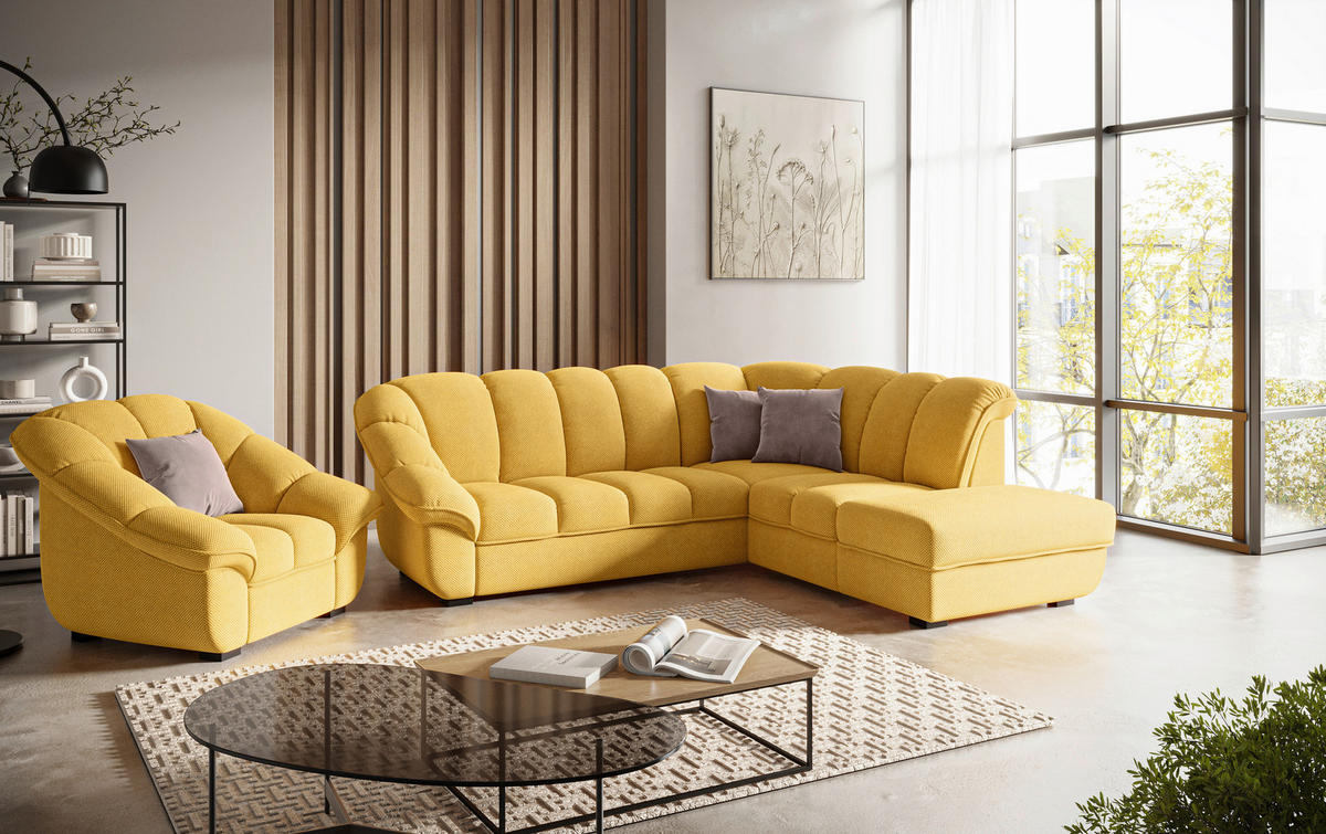 SEDACIA SÚPRAVA, textil, horčicovožltá - čierna/horčicovožltá, Modern, textil/plast (260/88/222cm) - Welnova