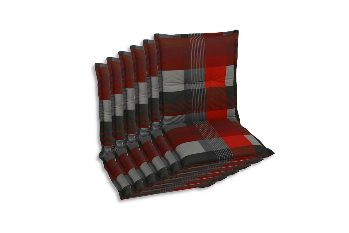 SESSELAUFLAGENSET Karo  - Dunkelgrau/Rot, Basics, Textil (50/7/100cm)