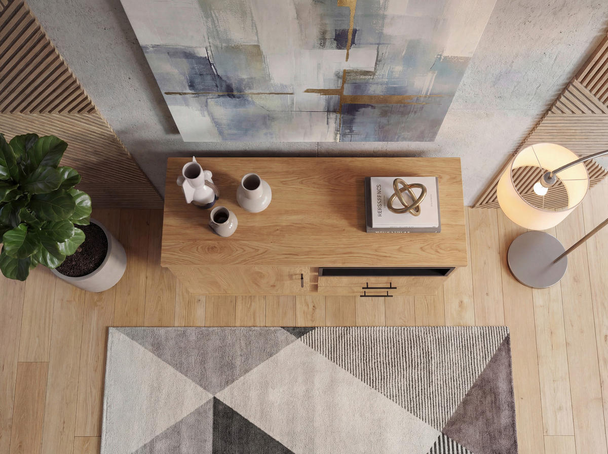 SIDEBOARD  116/95/40 cm 2 Schublade(n)  - Eichefarben/Schwarz, Design, Holz/Holzwerkstoff (116/95/40cm) - Livetastic