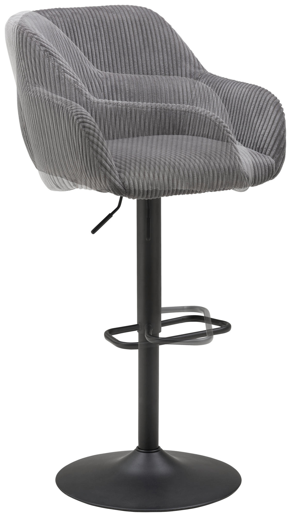 BARHOCKER in Metall, Textil Grau, Schwarz  - Schwarz/Grau, Lifestyle, Textil/Metall (44/95-117/55cm) - Livetastic