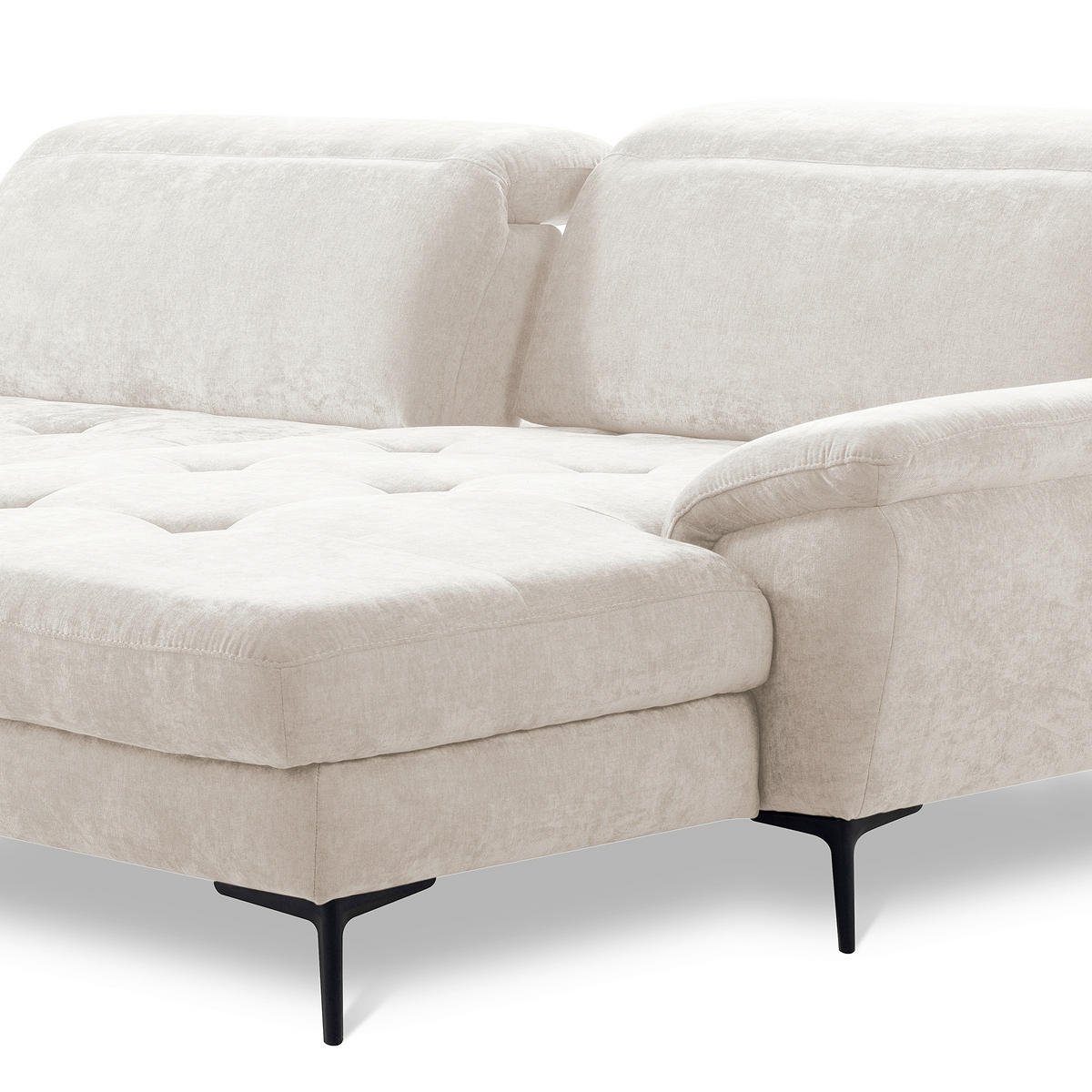 ECKSOFA  Webstoff Sandfarben  - Sandfarben/Schwarz, Design, Textil/Metall (268/195cm) - Livetastic