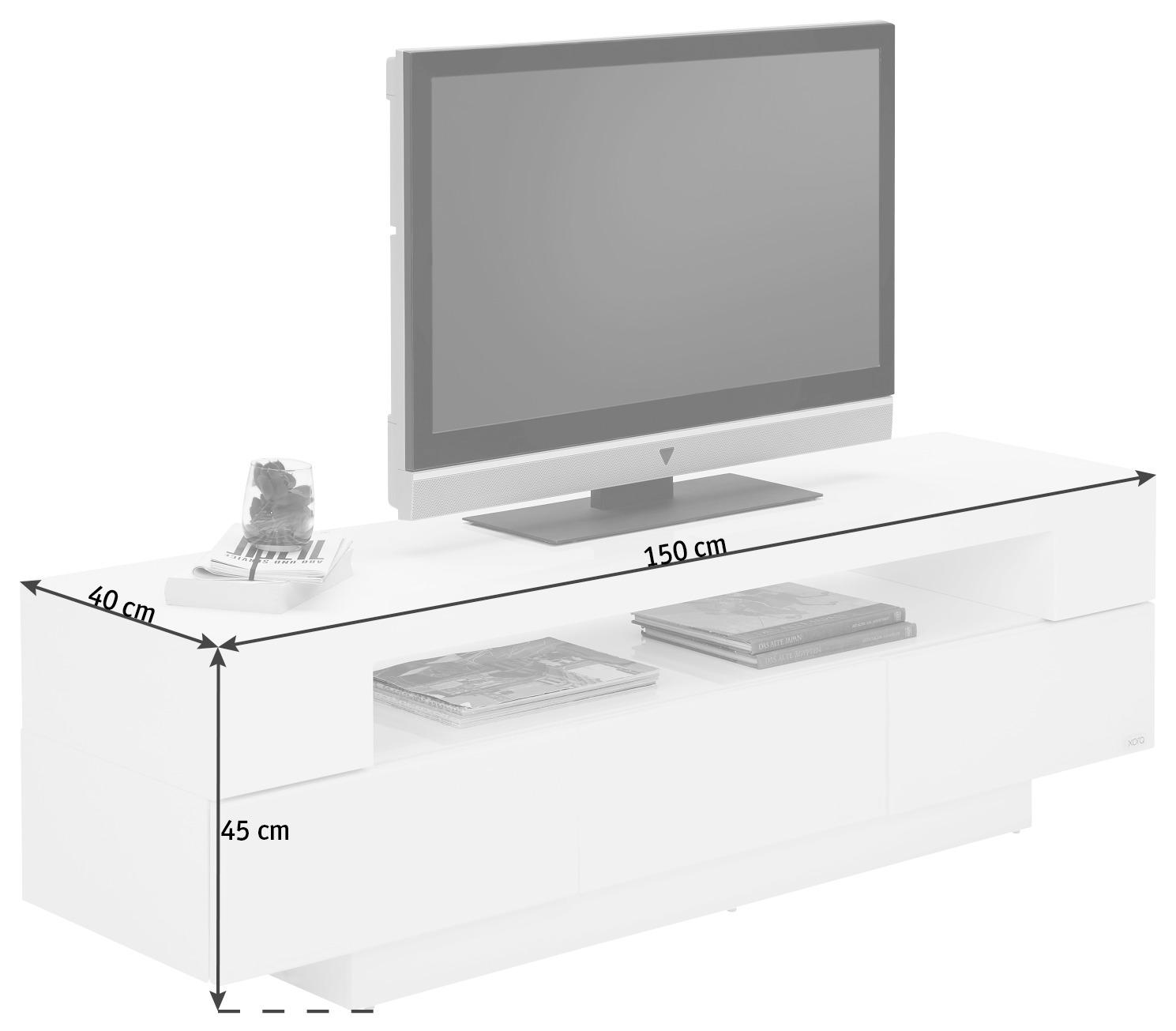 TV-BÄNK 150/45/40 cm  - vit, Design, glas/träbaserade material (150/45/40cm) - Xora