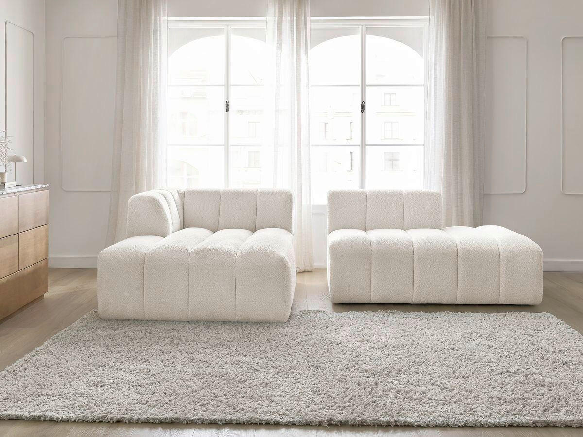 ECKSOFA  ANNECY Weiß Bouclé  - Schwarz/Weiß, MODERN, Kunststoff/Textil (170/262cm)