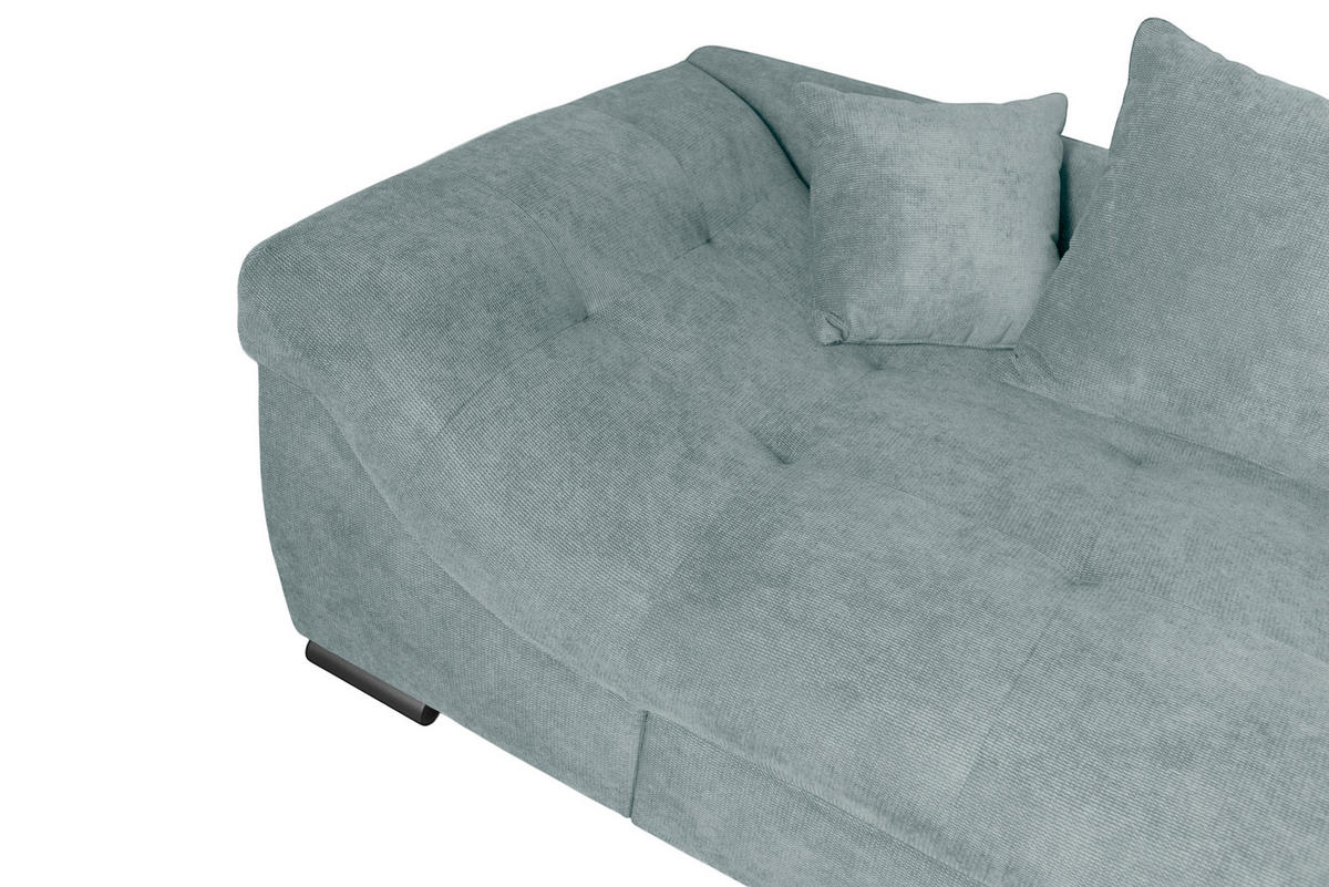 ECKSOFA ATLANTA Hellblau Struktur Liegefläche im Originalstoff  - Schwarz/Hellblau, Design, Textil/Metall (298/202cm) - MID.YOU