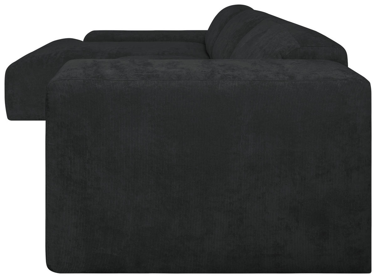ECKSOFA HANNAH Schwarz Cord  - Schwarz, Design, Kunststoff/Textil (170/343cm) - MID.YOU