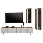 WOHNWAND  in Perlmutt  256/185/45 cm  - Perlmutt/Schwarz, Design, Glas/Holzwerkstoff (256/185/45cm) - Johann Jakob