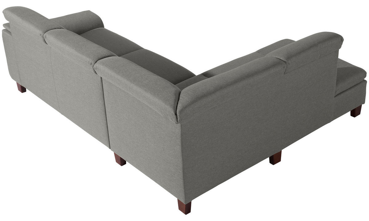 ECKSOFA in Flachgewebe Hellgrau  - Nussbaumfarben/Hellgrau, Design, Holz/Textil (247/82/187cm) - Max Winzer