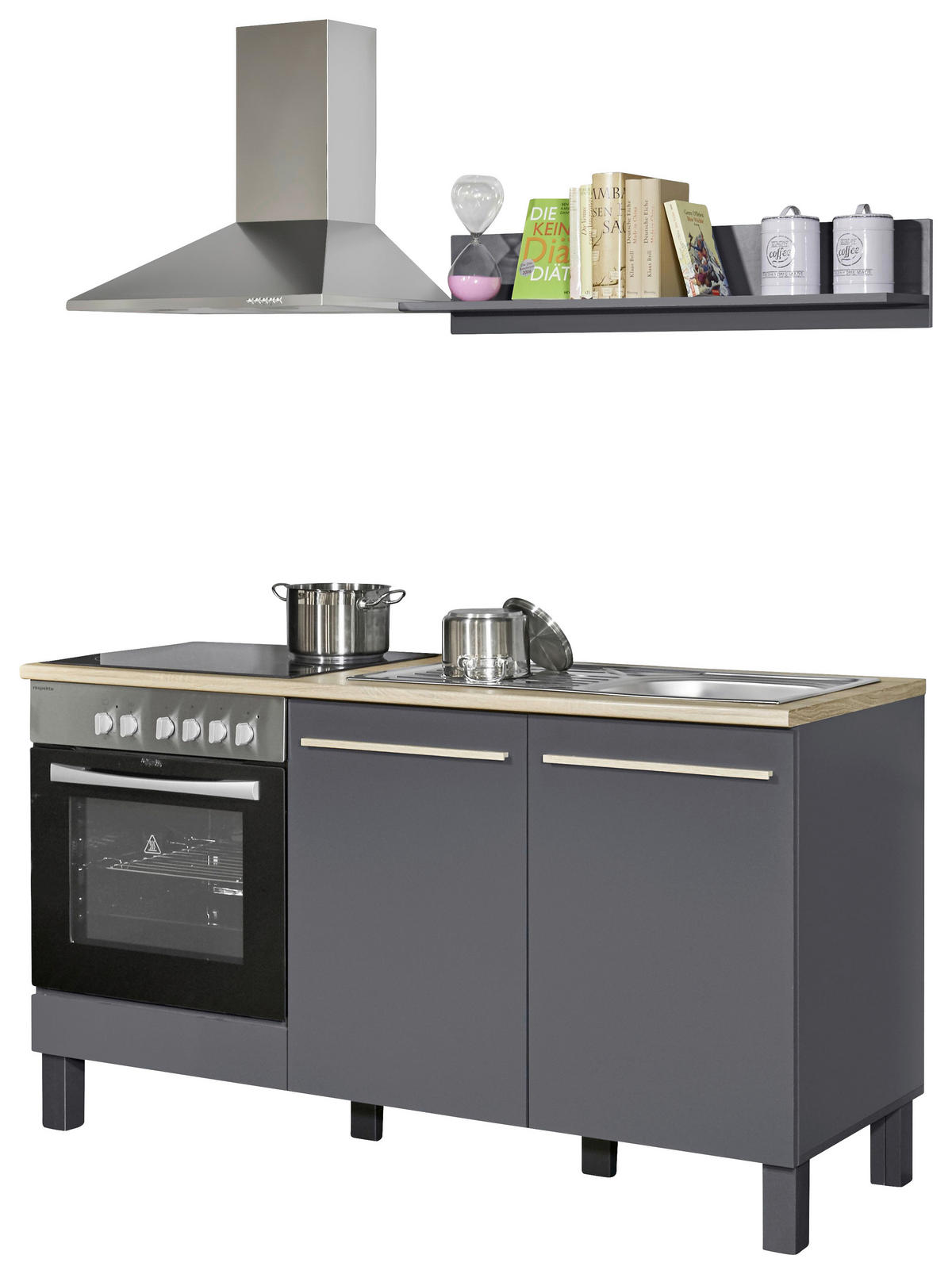 BUCĂTĂRIE FĂRĂ ELECTROCASNICE  - stejar Sonoma/antracit, Design, material pe bază de lemn (160cm) - Xora