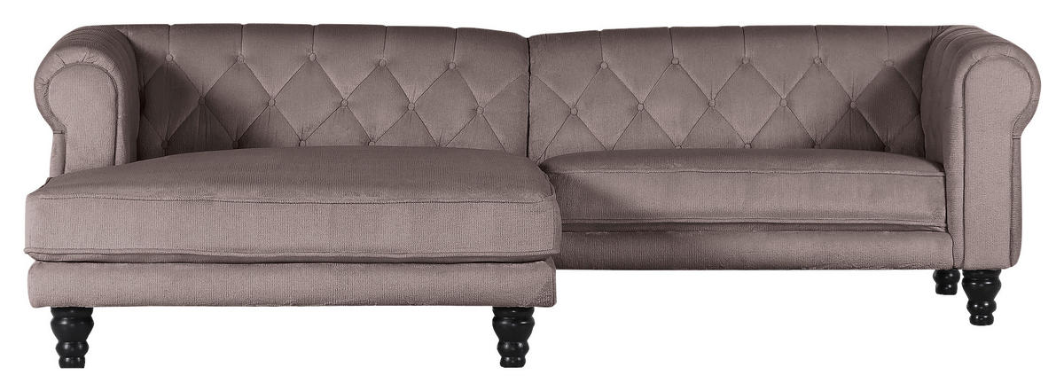 ECKSOFA  in Plüsch Schlammfarben  160/260 cm  - Schlammfarben/Dunkelbraun, Design, Holz/Textil (160/260cm) - MID.YOU