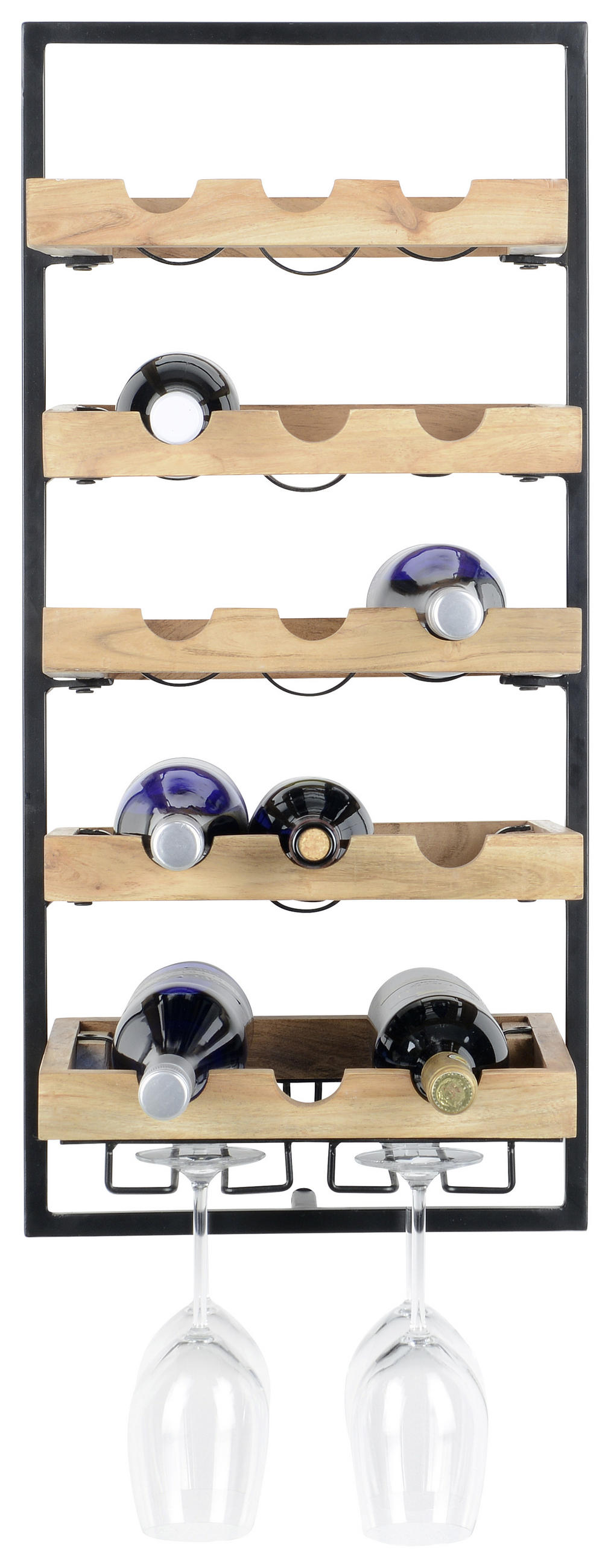 WEINREGAL 35/75/25 cm  - Schwarz/Akaziefarben, Trend, Holz/Metall (35/75/25cm) - Landscape