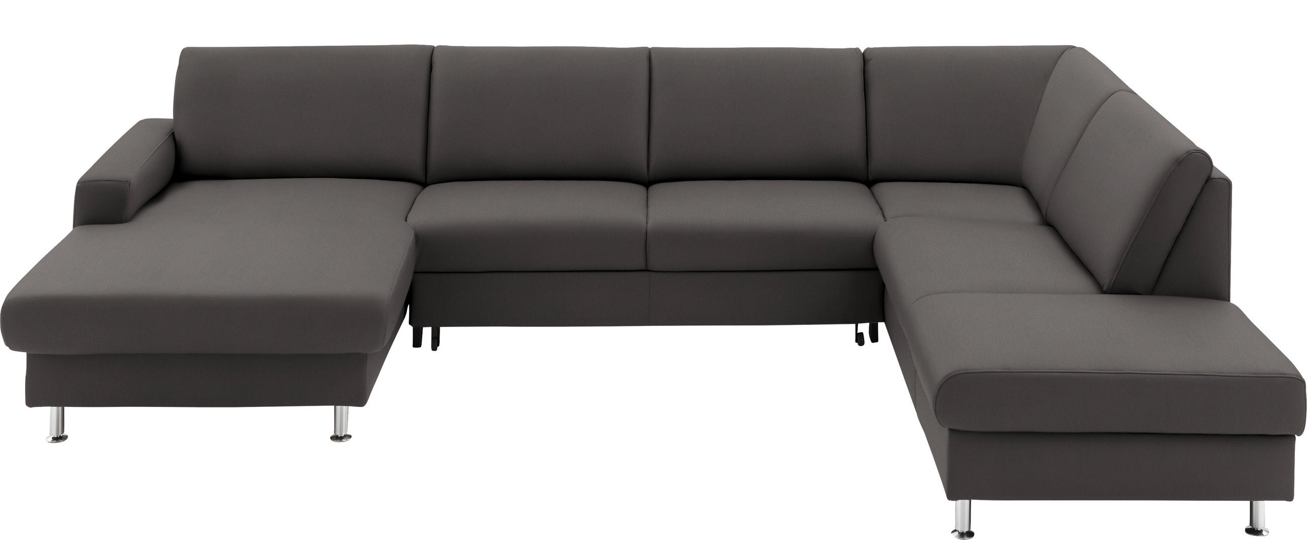 WOHNLANDSCHAFT in Echtleder Grau  - Alufarben/Grau, Design, Leder/Metall (165/339/233cm) - Beldomo Premium