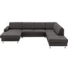WOHNLANDSCHAFT in Echtleder Grau  - Alufarben/Grau, Design, Leder/Metall (165/339/233cm) - Beldomo Premium