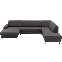 WOHNLANDSCHAFT in Echtleder Grau  - Alufarben/Grau, Design, Leder/Metall (165/339/233cm) - Beldomo Premium