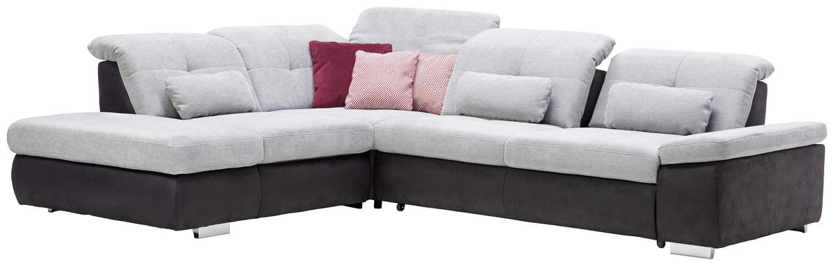 HÖRNSOFFA i chenille svart, aluminiumfärg  - kromfärg/aluminiumfärg, Design, metall/textil (260/312cm) - Beldomo Style