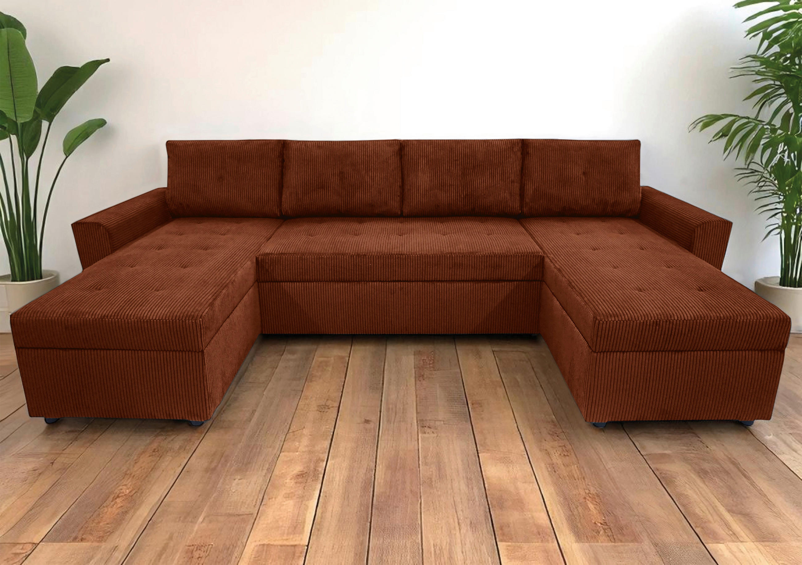 WOHNLANDSCHAFT TERMOLI Rostfarben Cord  - Rostfarben/Schwarz, Design, Kunststoff/Textil (155/296/155cm) - MID.YOU