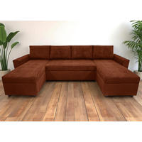 WOHNLANDSCHAFT TERMOLI Rostfarben Cord  - Rostfarben/Schwarz, Design, Kunststoff/Textil (155/296/155cm) - MID.YOU