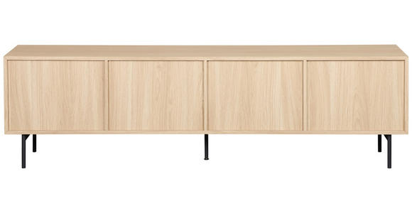 LOWBOARD  in 200/58/40 cm  - Eichefarben/Schwarz, KONVENTIONELL, Glas/Holzwerkstoff (200/58/40cm) - Xora