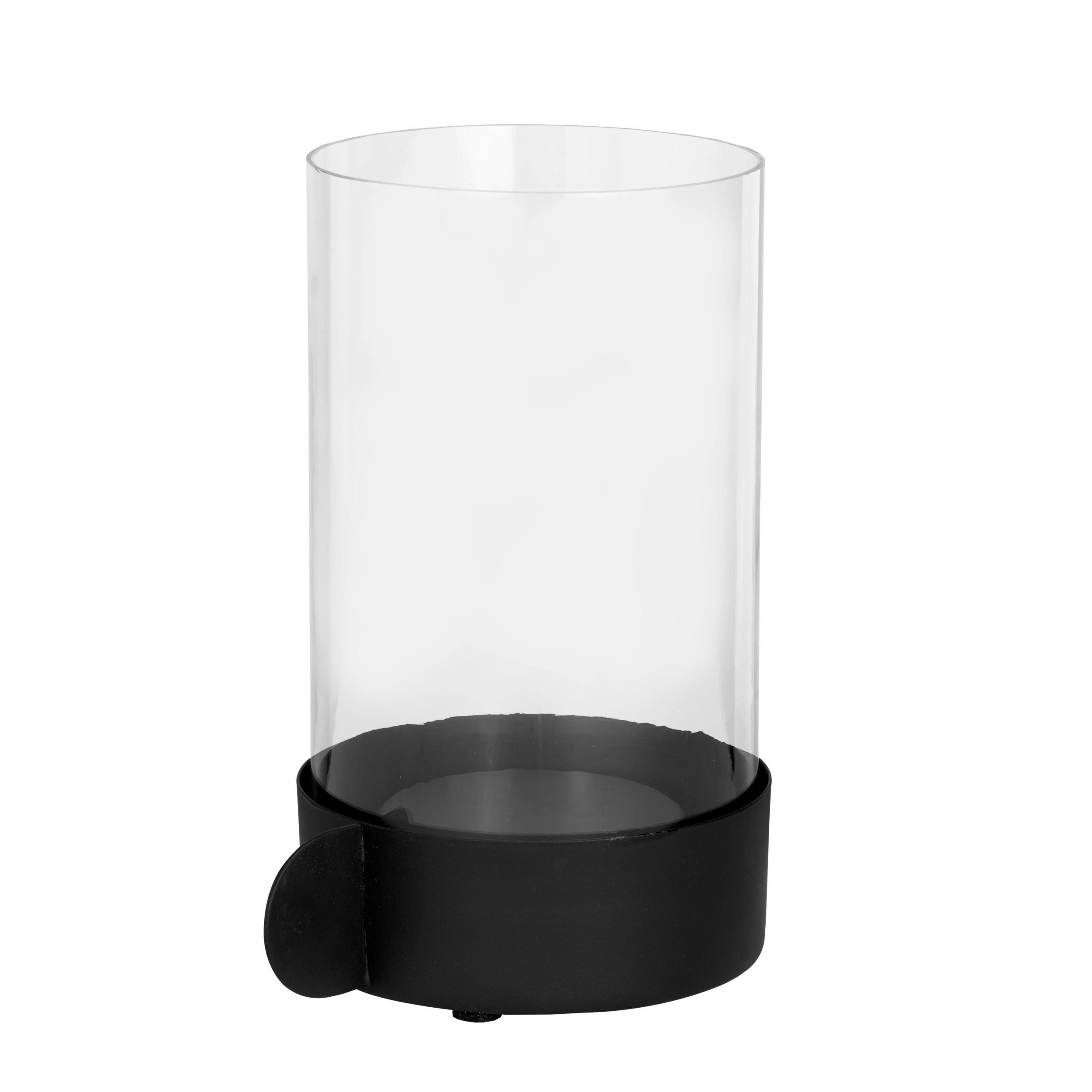 WINDLICHT - Klar/Schwarz, LIFESTYLE, Glas/Metall (15,5/12/20,5cm)