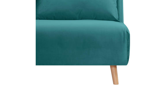 SCHLAFSOFA Samt Petrol  - Petrol/Naturfarben, Design, Holz/Textil (141/81/90cm) - Carryhome