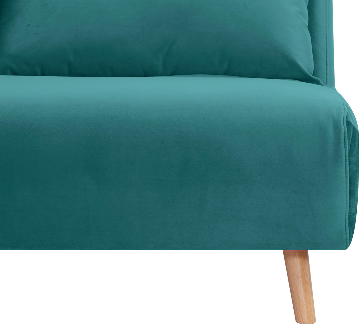 SCHLAFSOFA Samt Petrol  - Petrol/Naturfarben, Design, Holz/Textil (141/81/90cm) - Carryhome