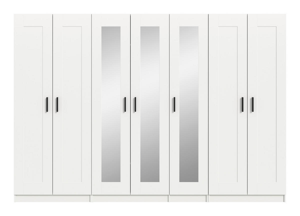 DREHTÜRENSCHRANK 280/194/56 cm,  in Weiß, 7 Tür(en)-türig  - Schwarz/Weiß, ROMANTIK / LANDHAUS, Holzwerkstoff/Kunststoff (280/194/56cm) - Livetastic