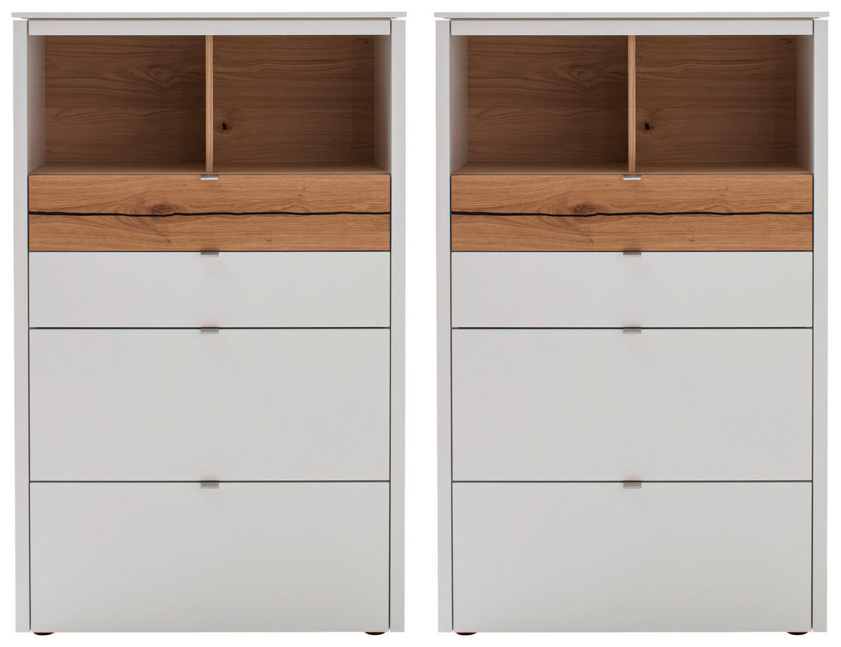 HIGHBOARD  in 193/140/43 cm  - Weiss/Edelstahlfarben, Design, Holz/Holzwerkstoff (193/140/43cm) - Venjakob