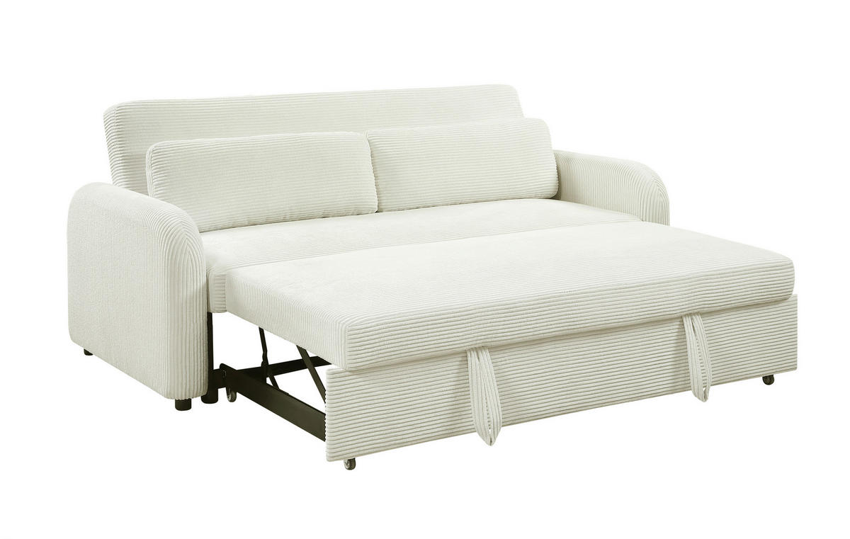SCHLAFSOFA Cord Creme  - Creme/Schwarz, Design, Kunststoff/Textil (193/86/90cm) - MID.YOU