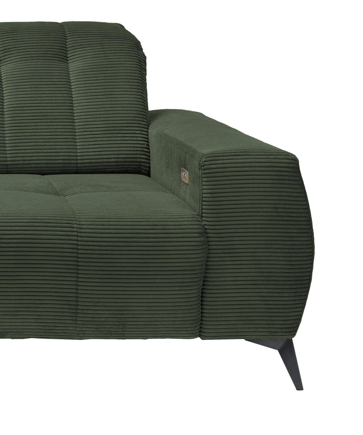 ECKSOFA in Cord Dunkelgrün  - Dunkelgrün/Schwarz, Modern, Textil/Metall (180/258cm) - Livetastic