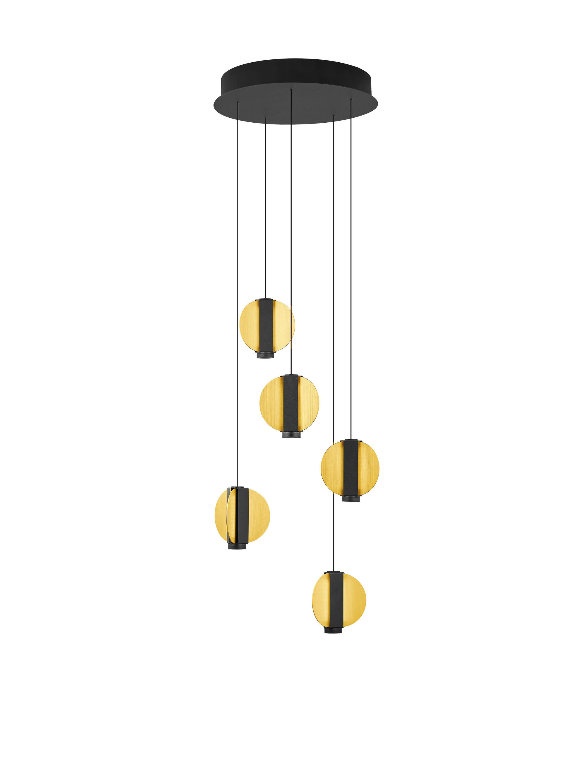 Hell Led-Pendelleuchte Iris Schwarz, Gold 60-180 cm