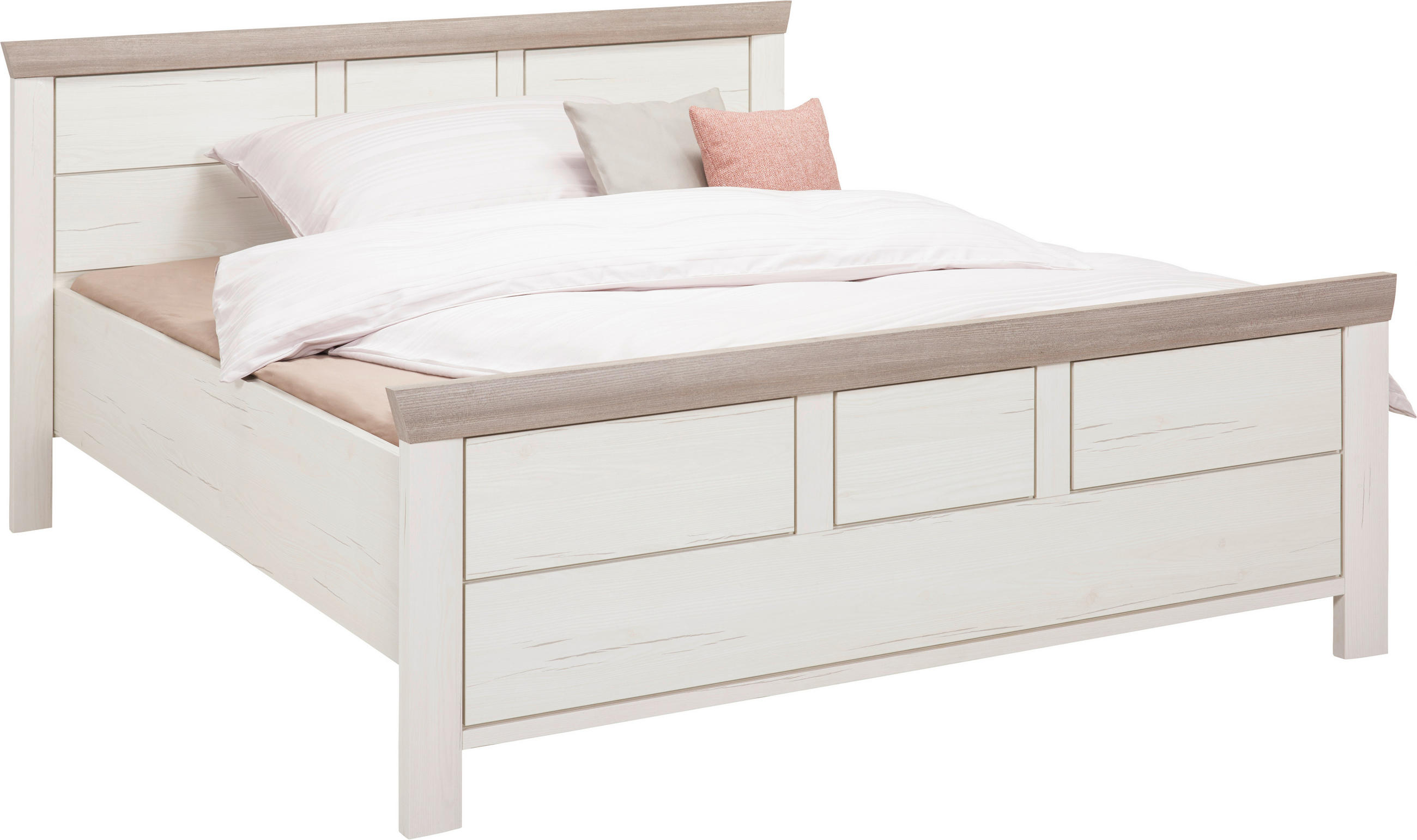 ÁGY 140/200 cm  szürke, fehér  - fehér/szürke, Lifestyle, faalapú anyag (140/200cm) - Hom`in