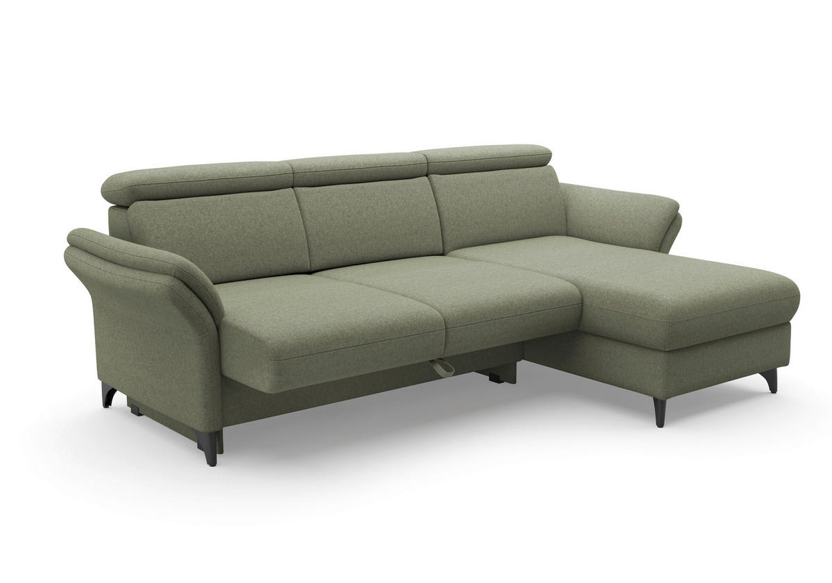 ECKSOFA GLENDALE E in Flachgewebe Olivgrün  253/166 cm  - Schwarz/Olivgrün, KONVENTIONELL, Textil/Metall (253/166cm) - Sit & More