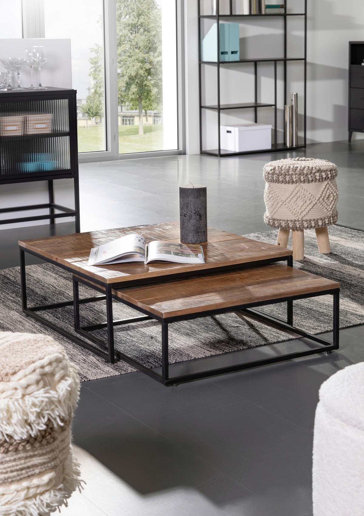 SOFFBORD SET i trä, metall 65-72/65-72/22-27 cm  - svart/naturfärgad, Basics, metall/trä (65-72/65-72/22-27cm) - Livetastic